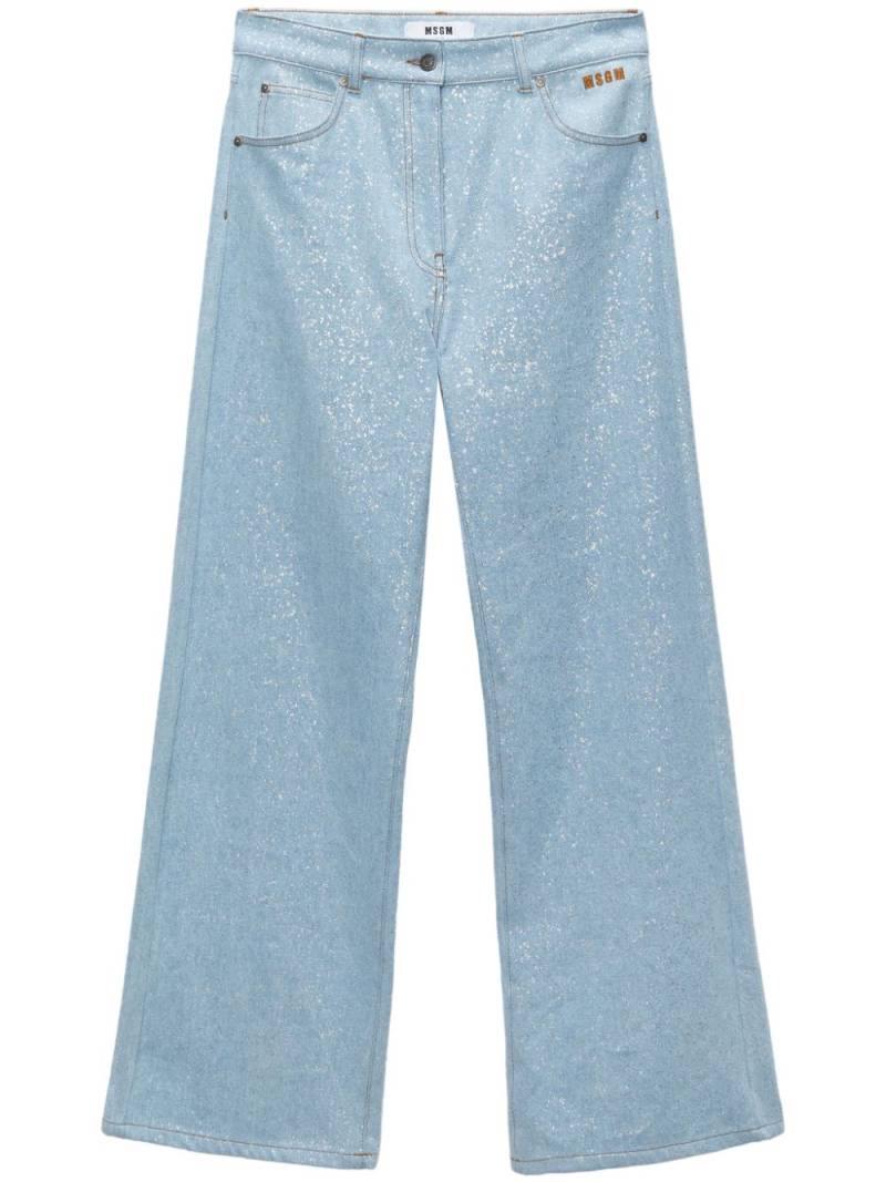 MSGM logo-appliqué wide-leg jeans - Blue von MSGM