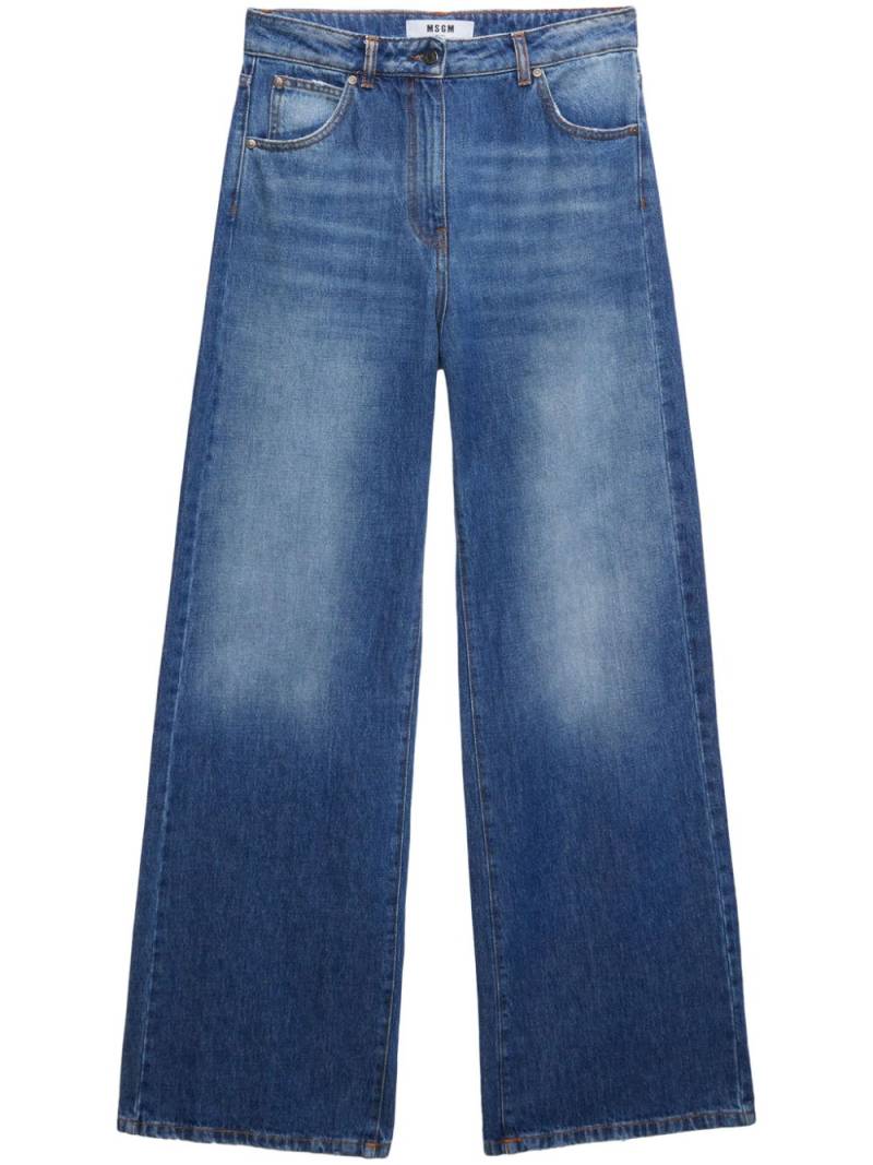 MSGM logo-appliqué wide-leg jeans - Blue von MSGM