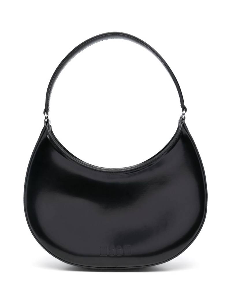 MSGM logo-debossed faux-leather hobo bag - Black von MSGM