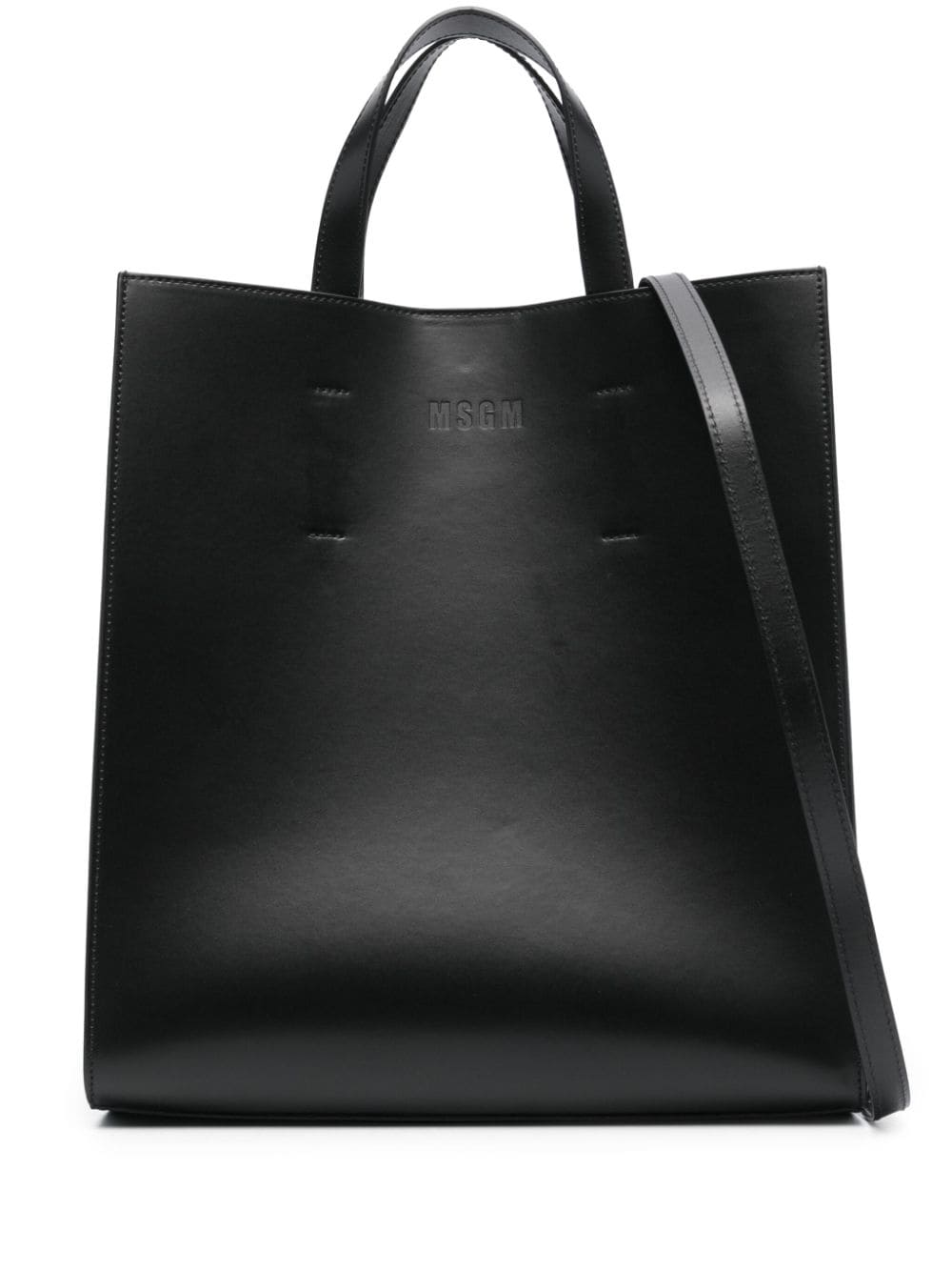 MSGM logo-debossed leather tote bag - Black von MSGM