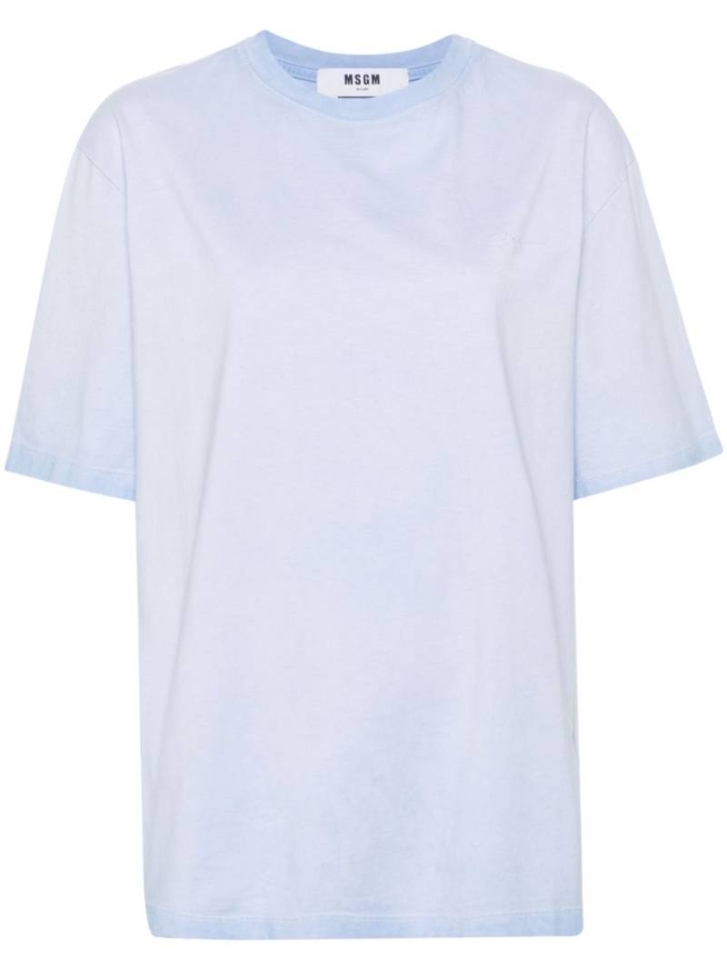 MSGM logo-embroidered cotton T-shirt - Blue von MSGM