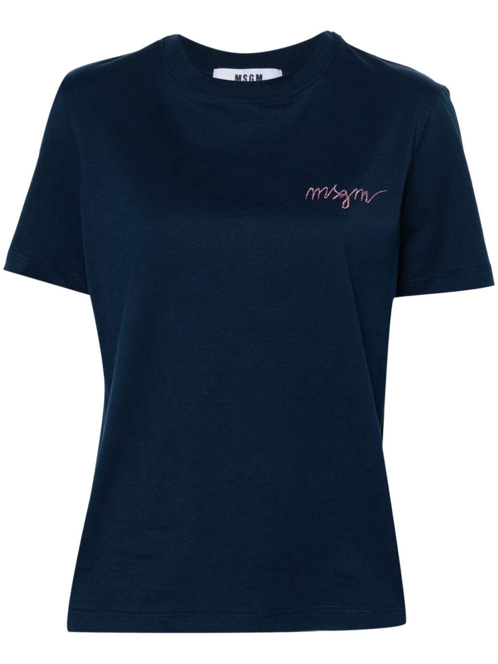 MSGM logo-embroidered cotton T-shirt - Blue von MSGM