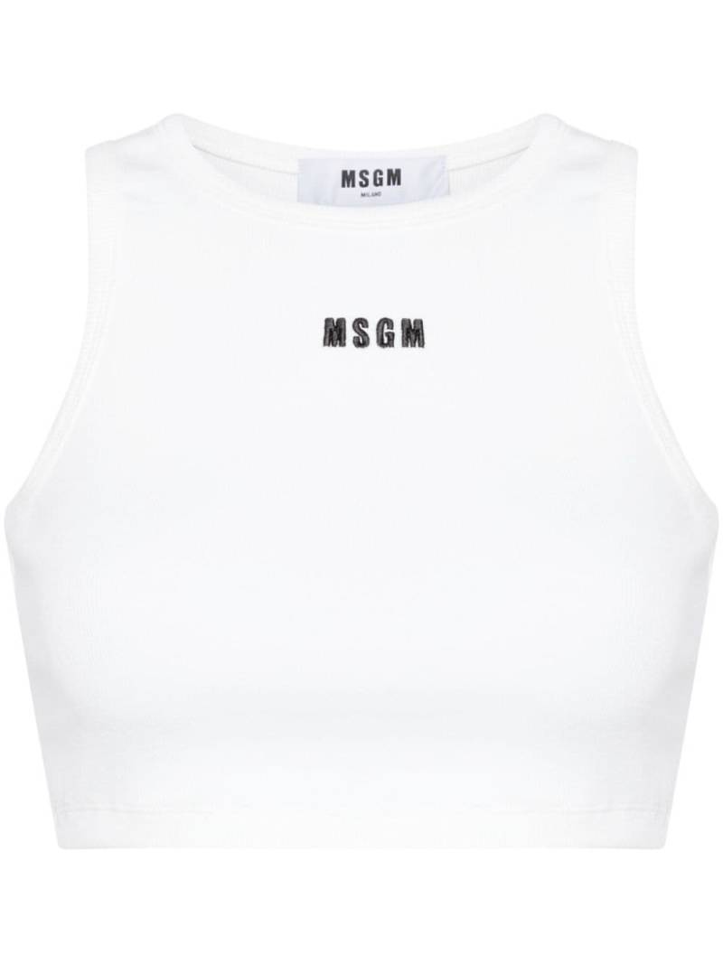 MSGM logo-embroidered cropped top - White von MSGM