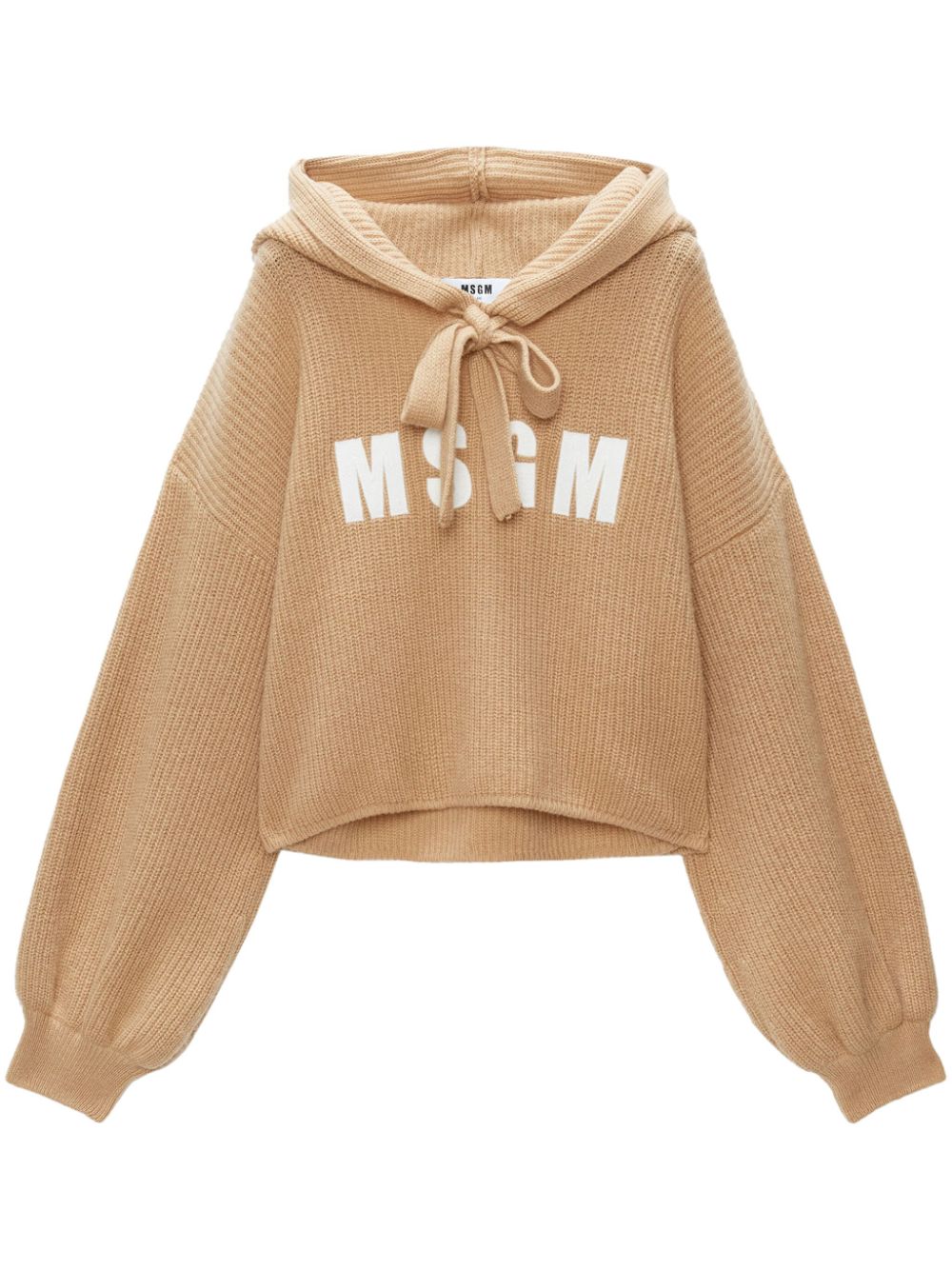 MSGM logo-embroidered hooded jumper - Neutrals von MSGM