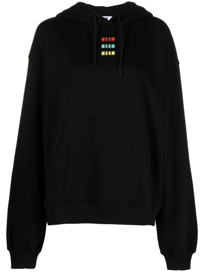 MSGM logo-embroidered jersey hoodie - Black von MSGM