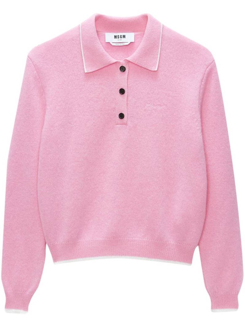 MSGM logo-embroidered knitted polo shirt - Pink von MSGM