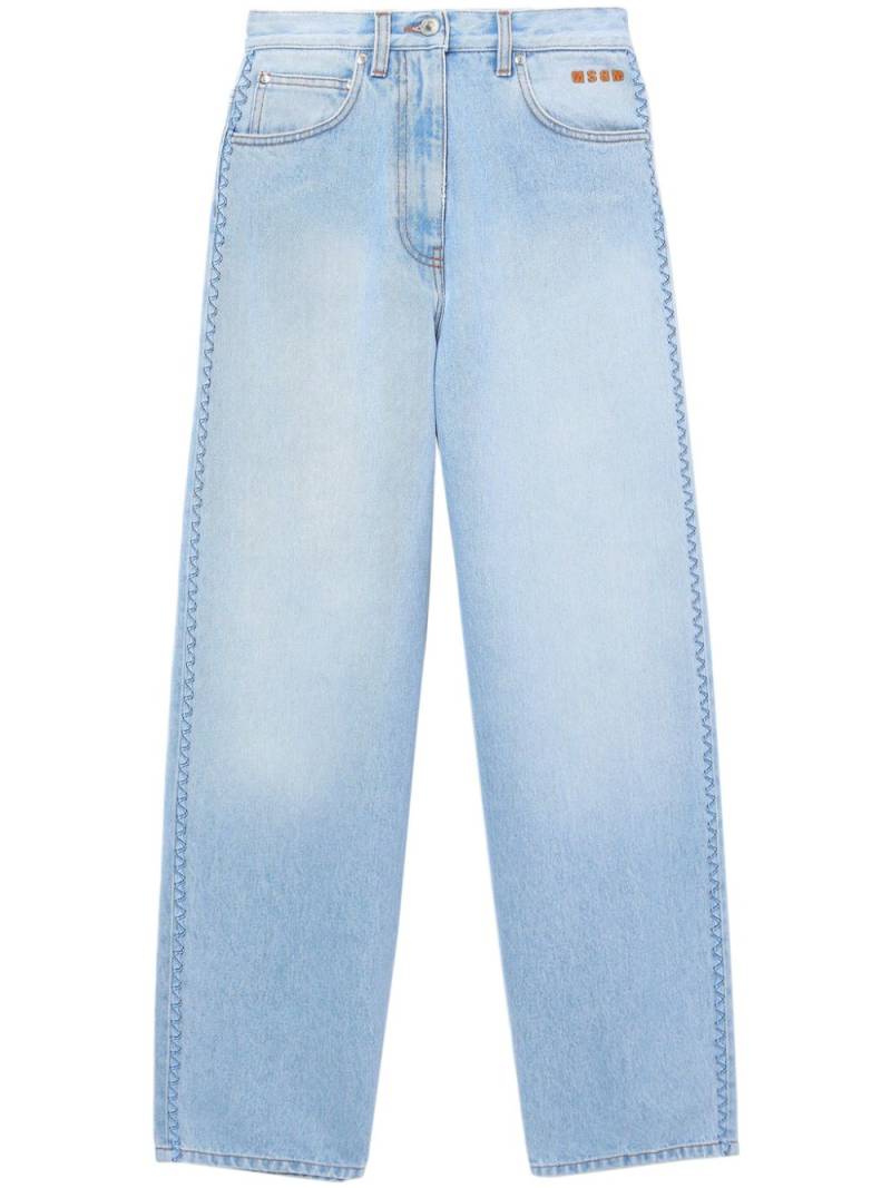 MSGM logo-embroidered mid-rise jeans - Blue von MSGM