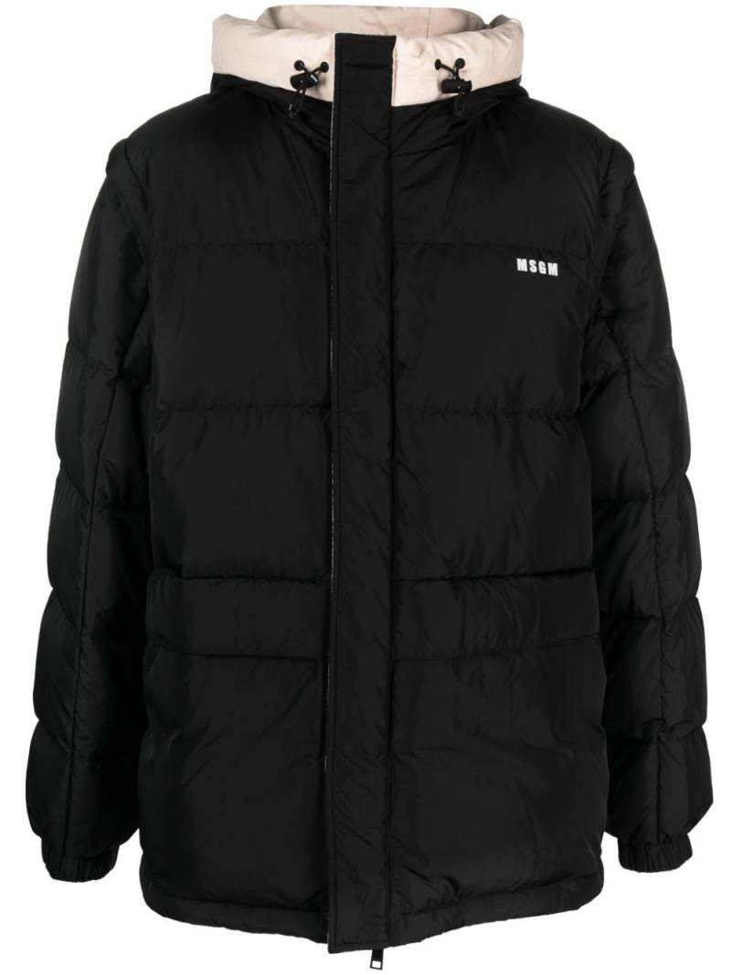 MSGM logo-embroidered padded jacket - Black von MSGM