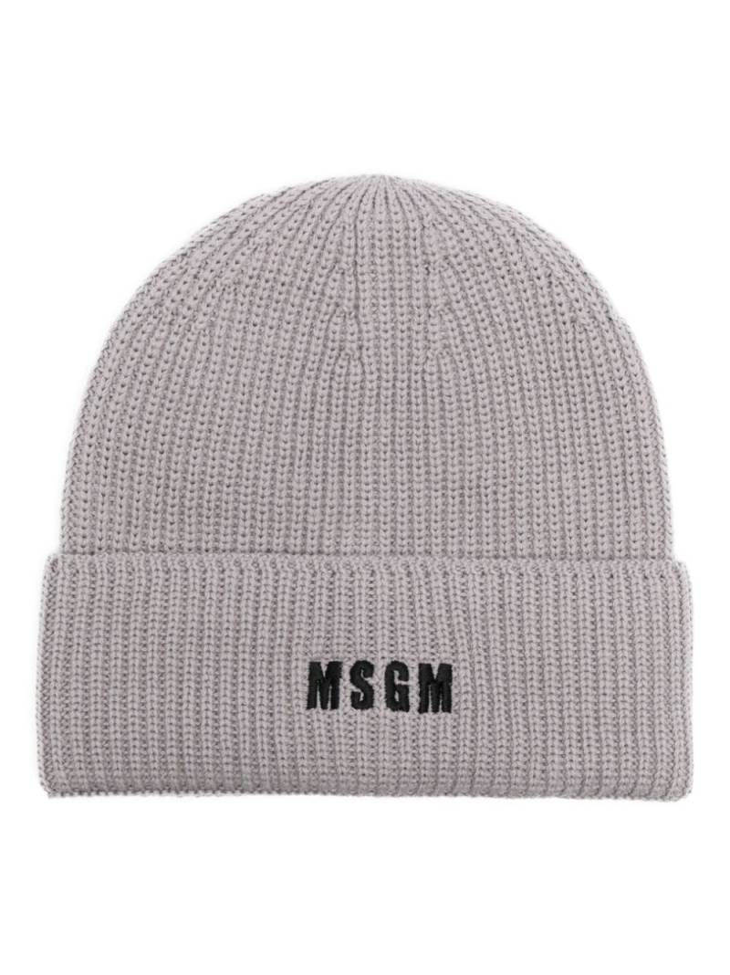 MSGM logo-embroidered ribbed-knit beanie - Grey von MSGM