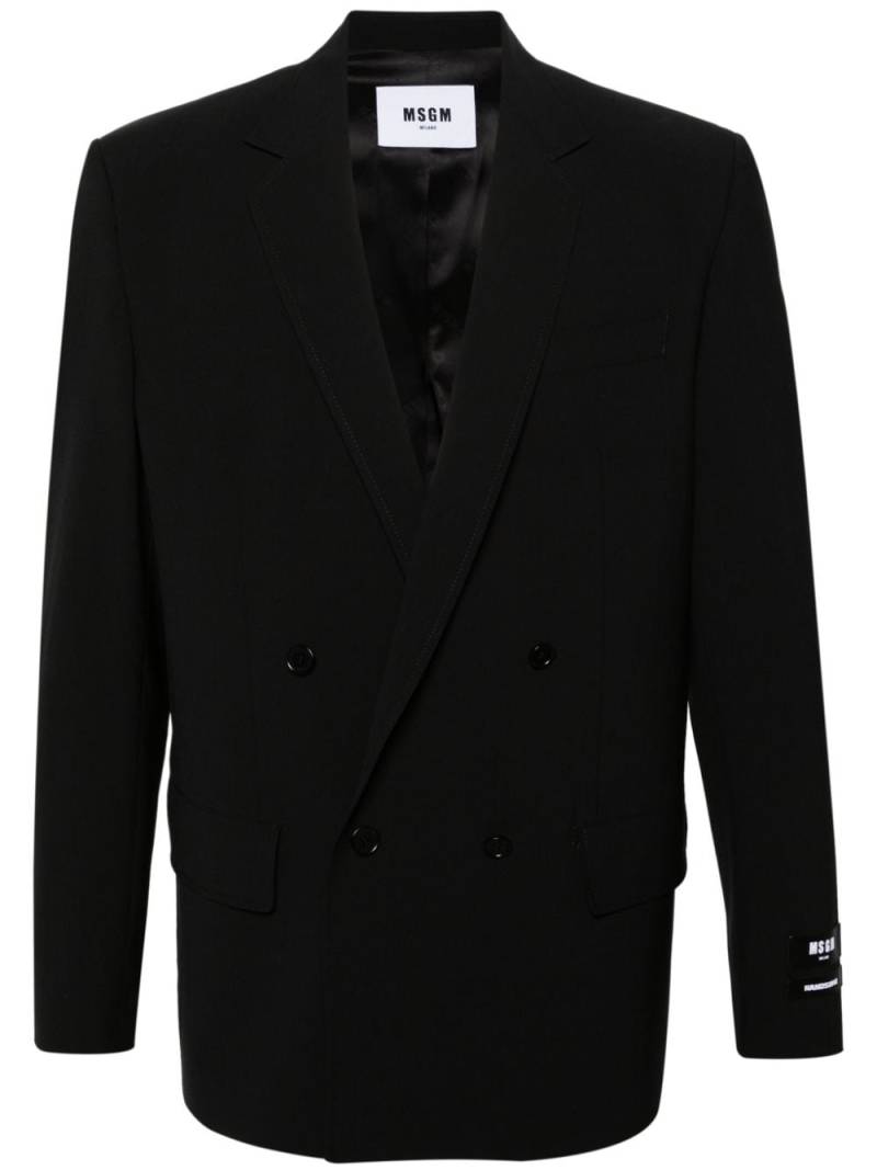 MSGM logo-patch double-breasted blazer - Black von MSGM