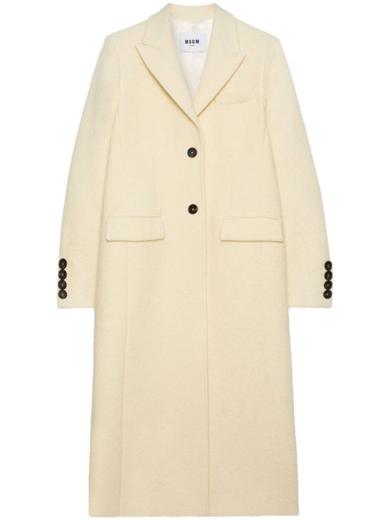 MSGM logo-patch notched-lapels coat - Neutrals von MSGM