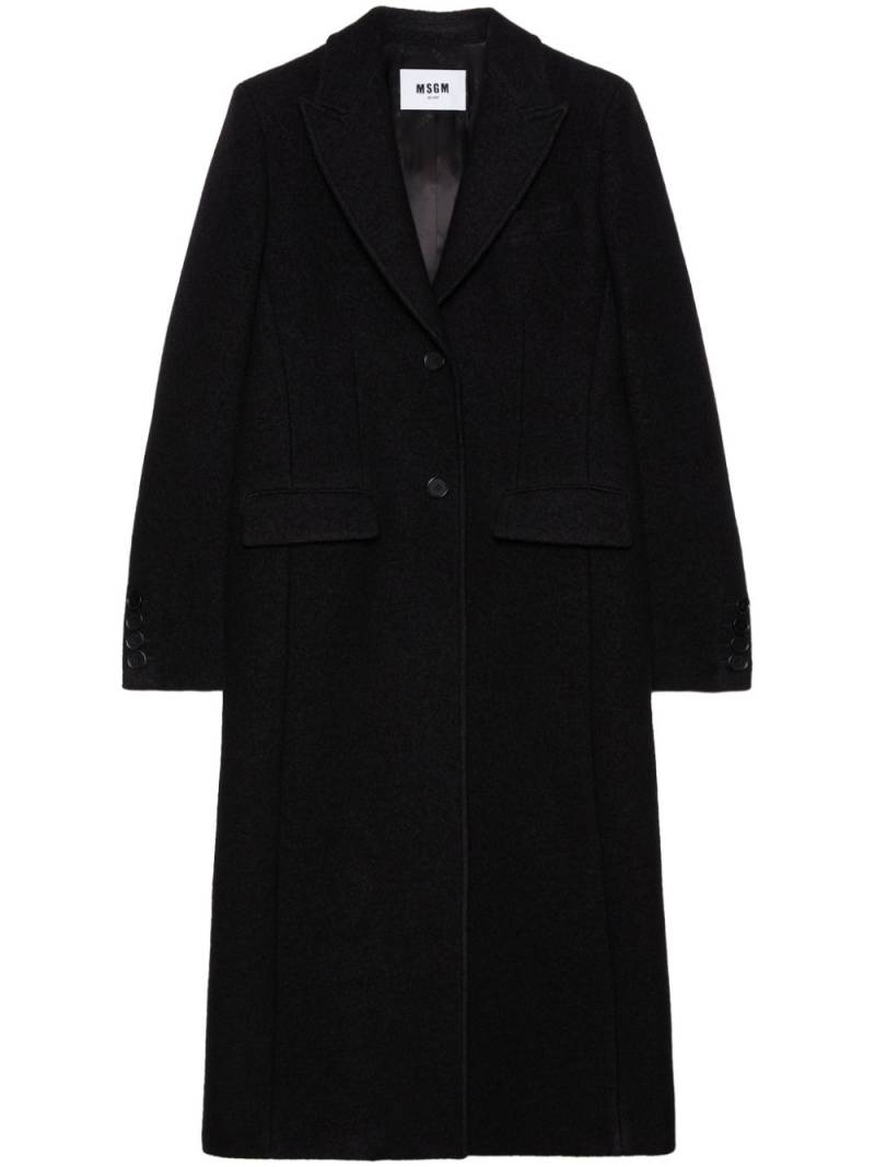 MSGM logo-patch peak-lapel coat - Black von MSGM