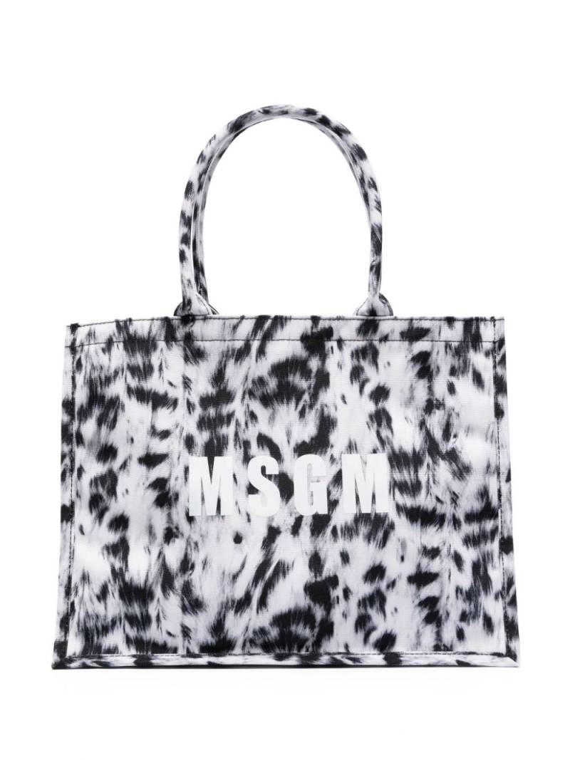 MSGM logo-print animal-print tote bag - Black von MSGM