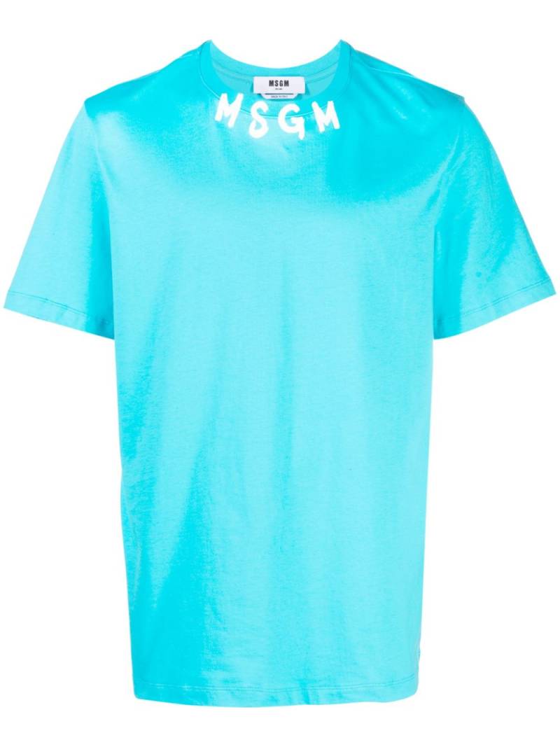 MSGM logo-print cotton T-shirt - Blue von MSGM