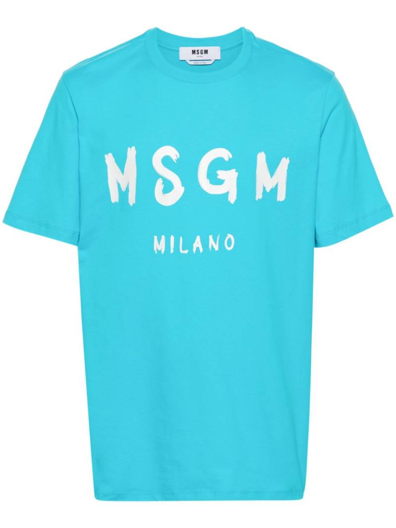 MSGM logo-print cotton T-shirt - Blue von MSGM