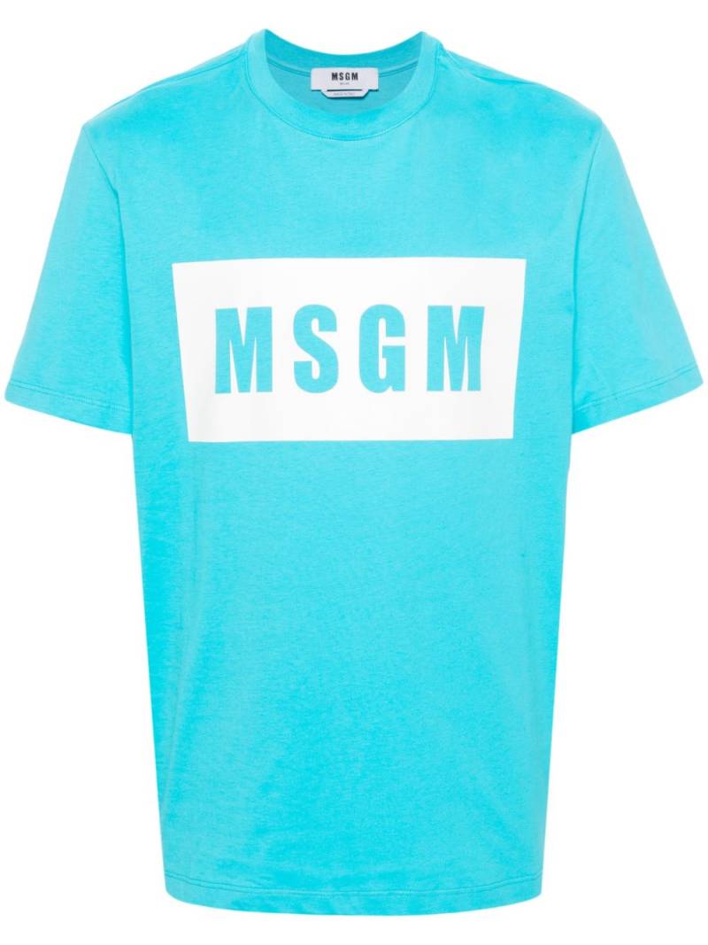 MSGM logo-print cotton T-shirt - Blue von MSGM