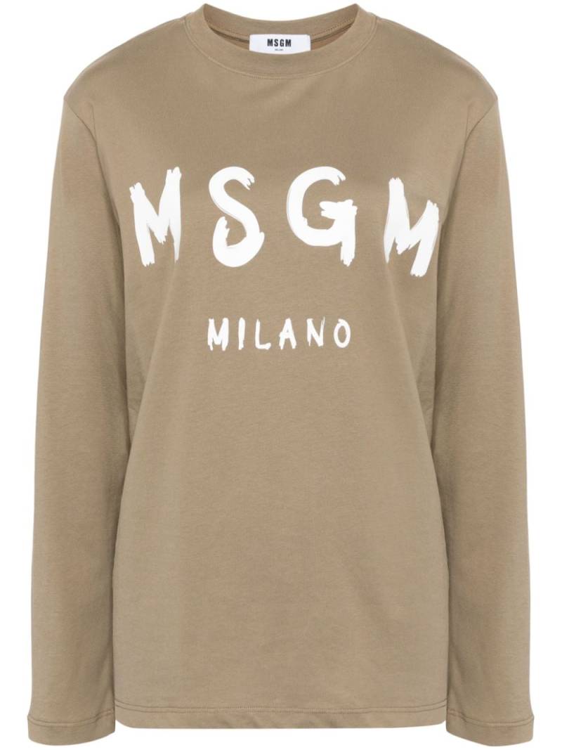 MSGM logo-print cotton T-shirt - Green von MSGM