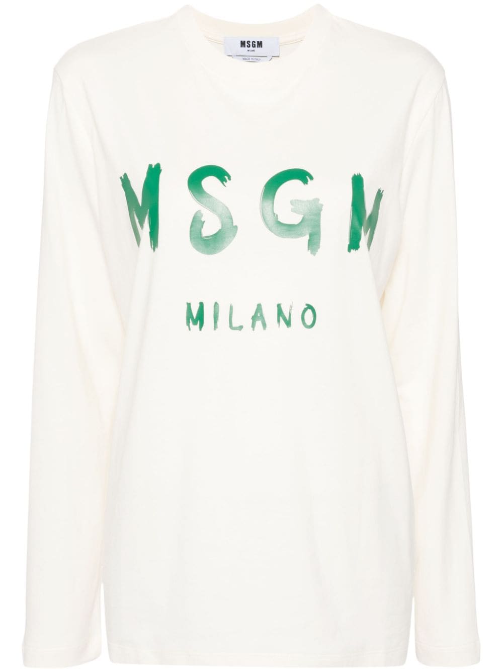 MSGM logo-print cotton T-shirt - Neutrals von MSGM