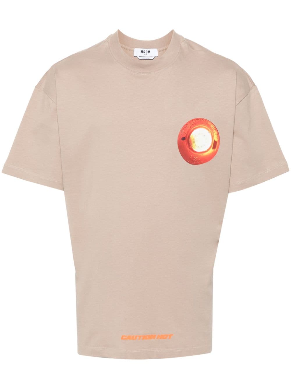 MSGM logo-print cotton T-shirt - Neutrals von MSGM