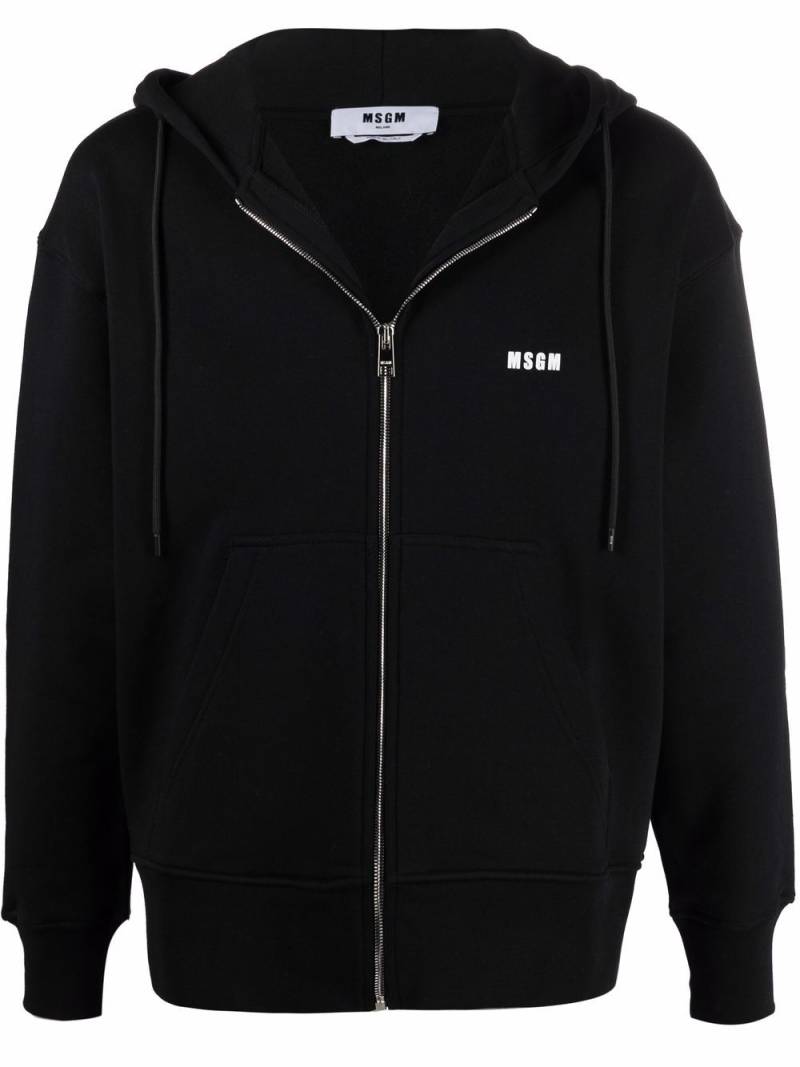 MSGM logo-print cotton hoodie - Black von MSGM