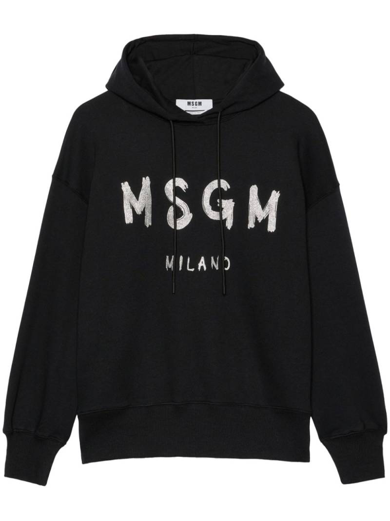 MSGM logo-print cotton hoodie - Black von MSGM