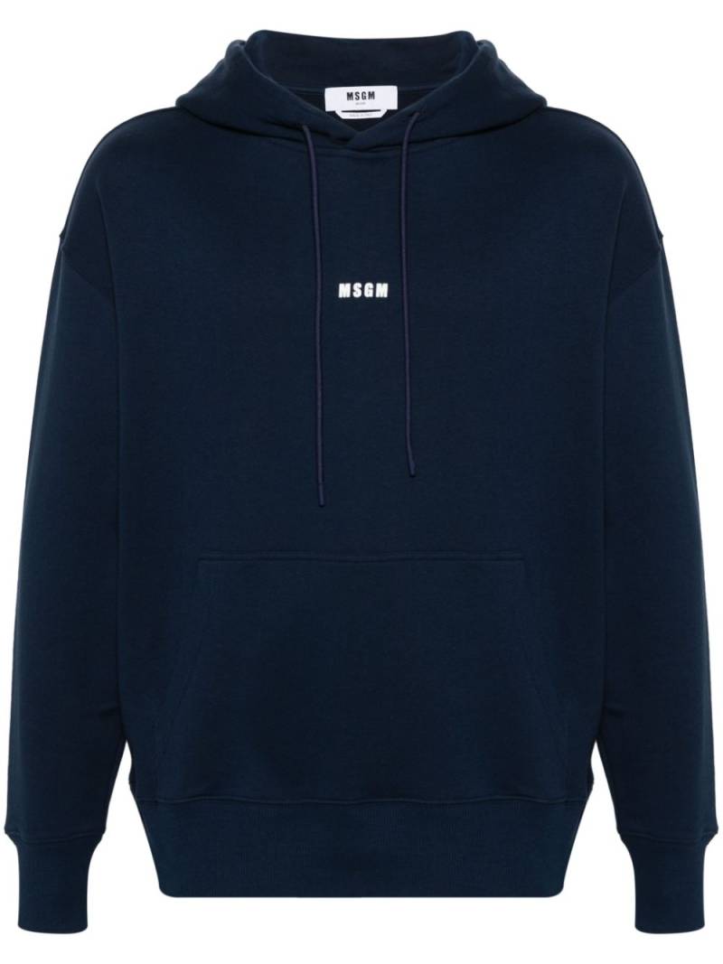 MSGM logo-print cotton hoodie - Blue von MSGM