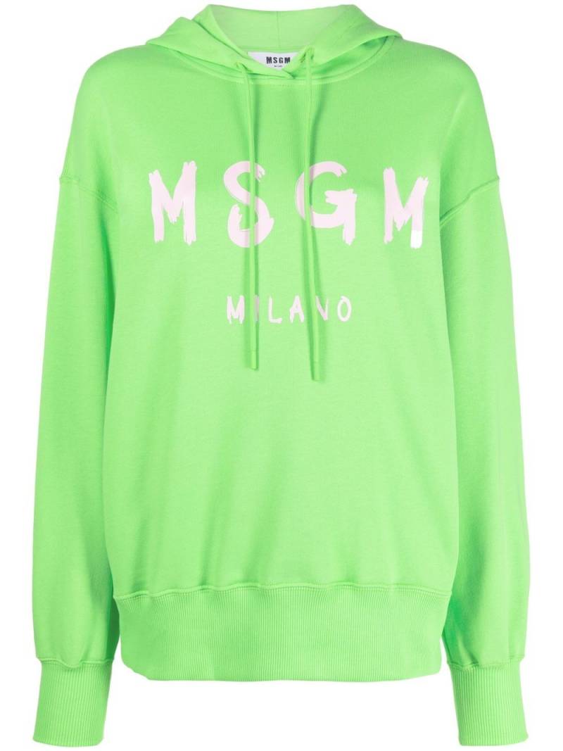 MSGM logo-print cotton hoodie - Green von MSGM