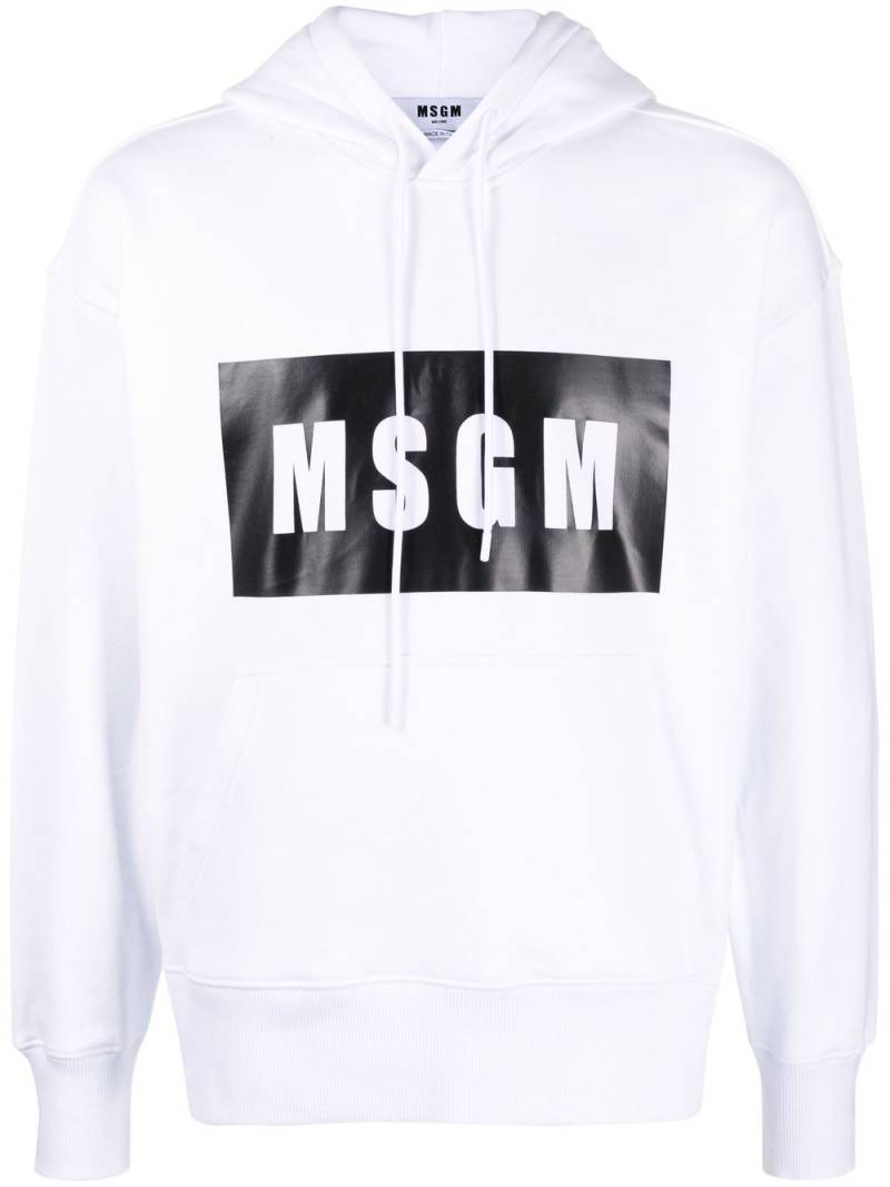 MSGM logo-print cotton hoodie - White von MSGM