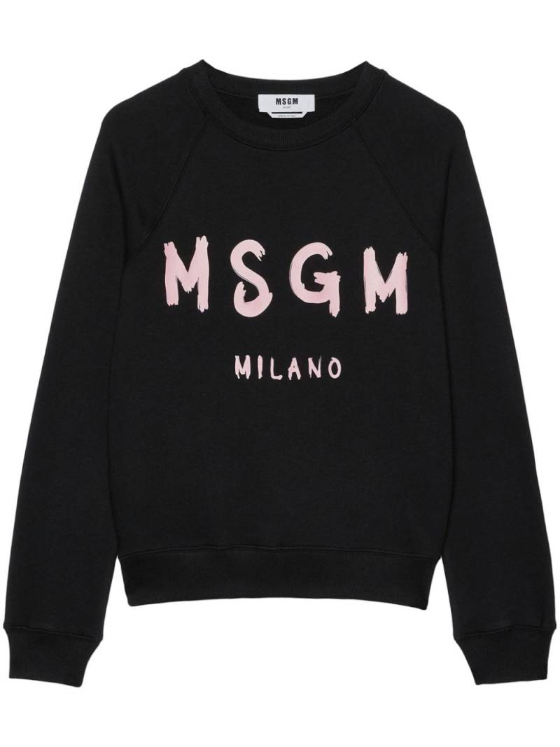 MSGM logo-print cotton sweatshirt - Black von MSGM