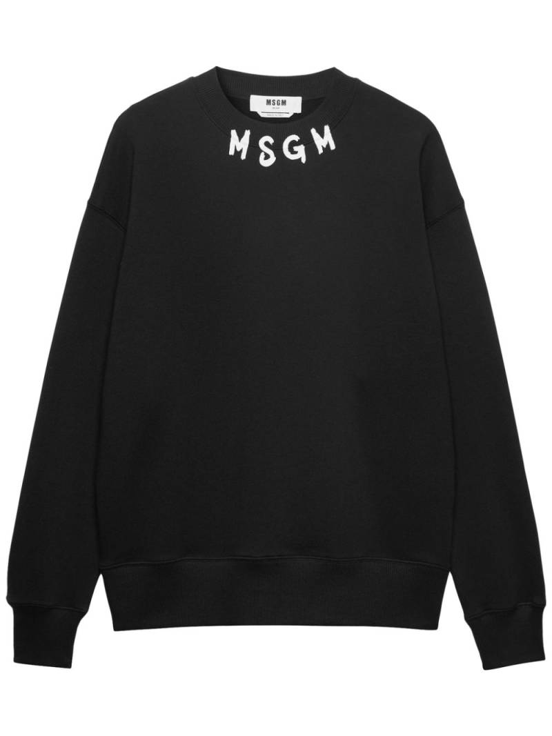 MSGM logo-print cotton sweatshirt - Black von MSGM