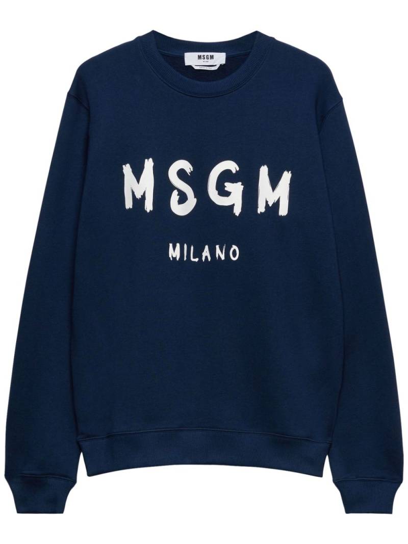 MSGM logo-print cotton sweatshirt - Blue von MSGM