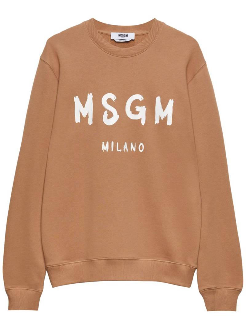 MSGM logo-print cotton sweatshirt - Brown von MSGM