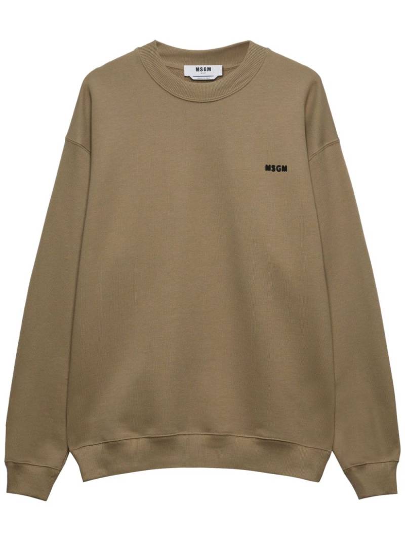 MSGM logo-print cotton sweatshirt - Brown von MSGM