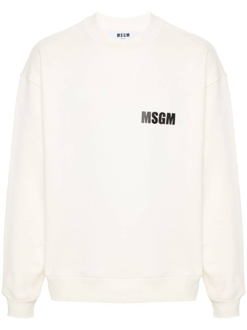 MSGM logo-print cotton sweatshirt - Neutrals von MSGM