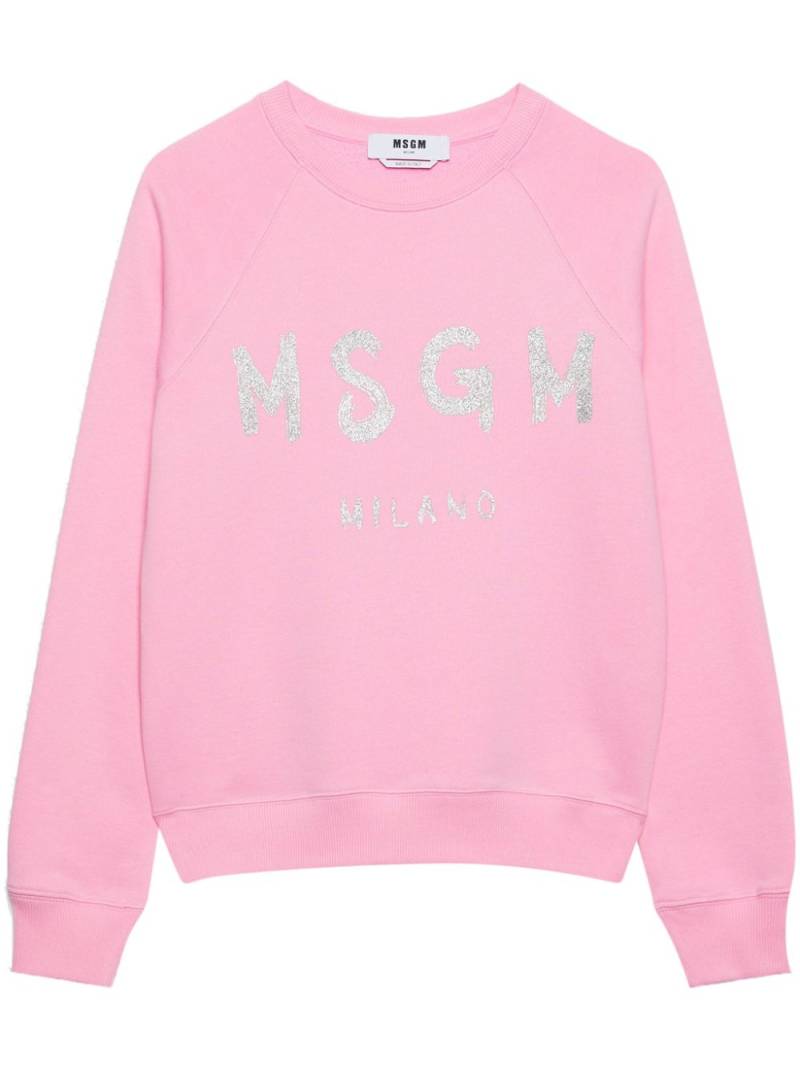 MSGM logo-print cotton sweatshirt - Pink von MSGM