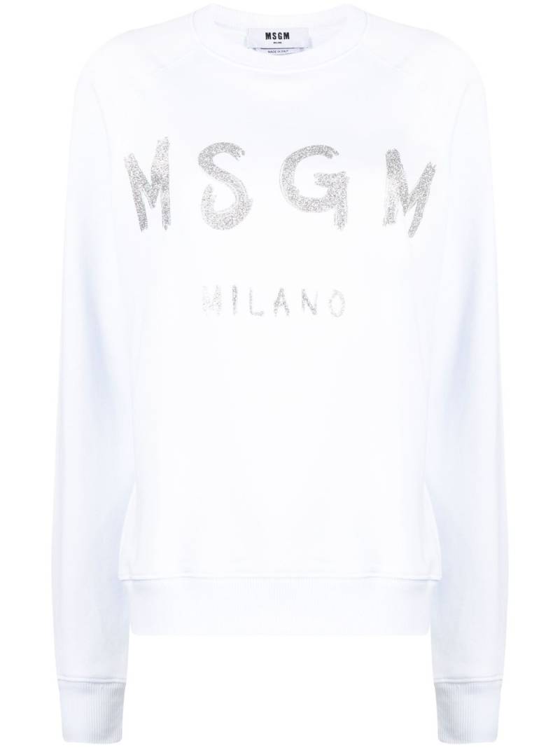 MSGM logo-print cotton sweatshirt - White von MSGM