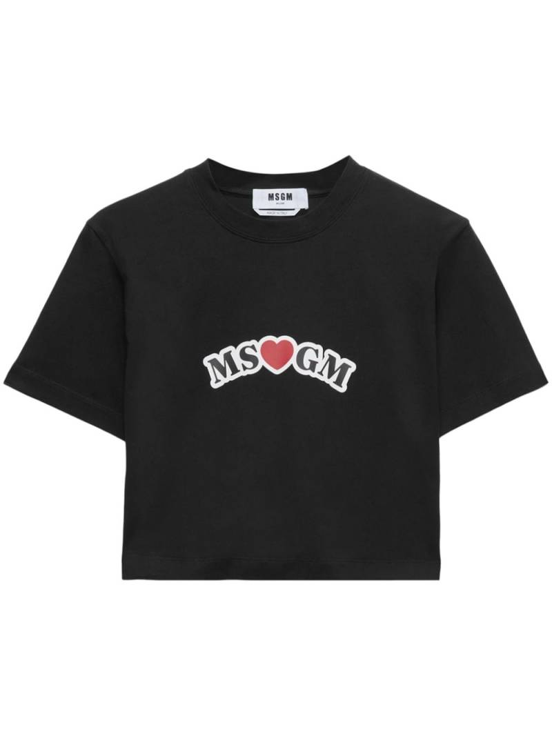 MSGM logo-print cropped T-shirt - Black von MSGM