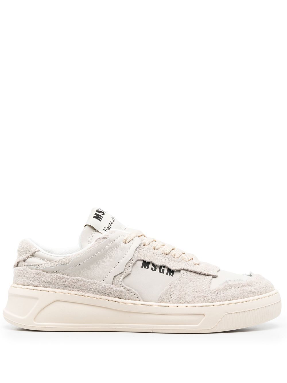 MSGM logo-print leather sneakers - Neutrals von MSGM