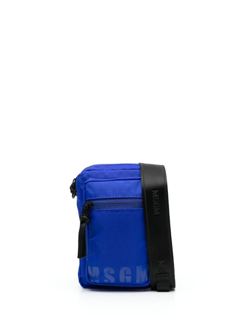 MSGM logo-print messenger bag - Blue von MSGM