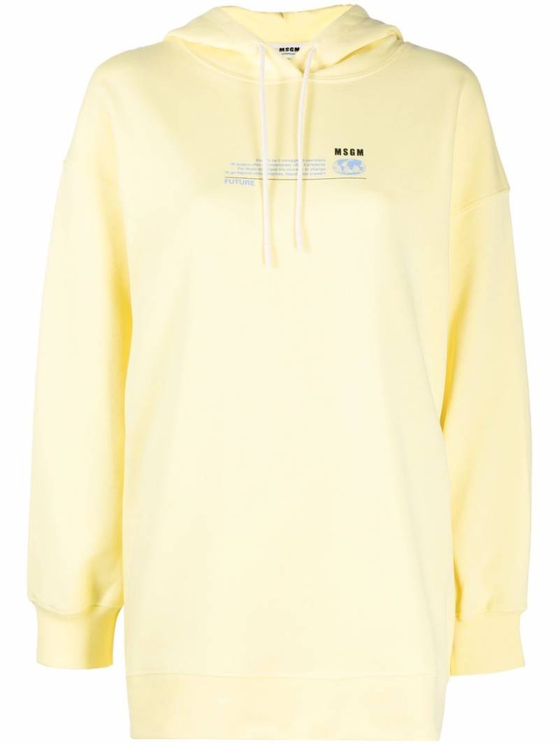 MSGM logo-print organic cotton hoodie - Yellow von MSGM