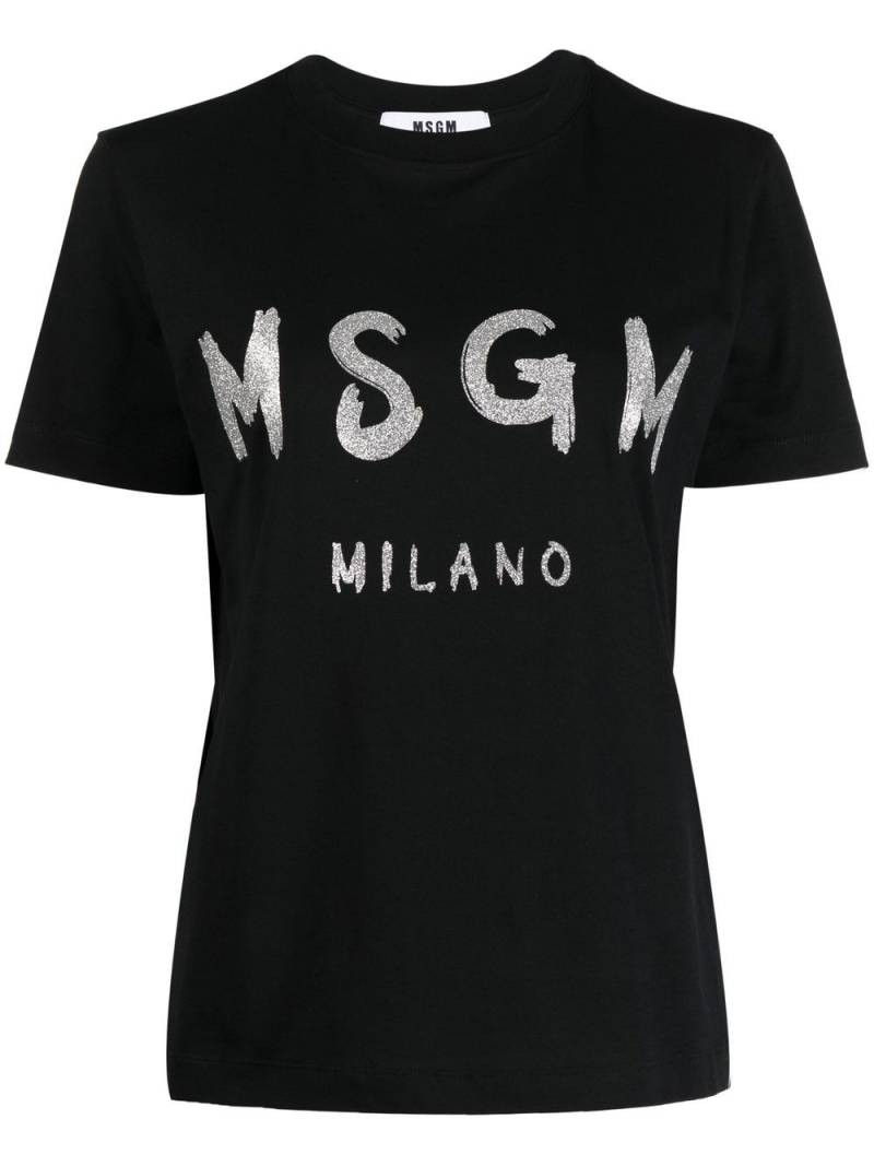 MSGM logo-print short-sleeve T-shirt - Black von MSGM