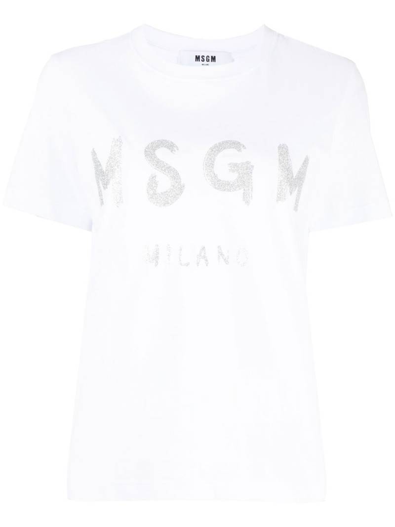 MSGM logo-print short-sleeve T-shirt - White von MSGM