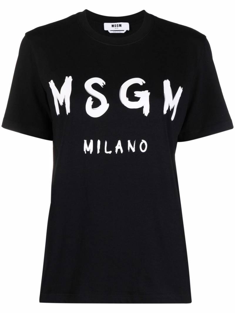 MSGM logo-print short-sleeved T-shirt - Black von MSGM