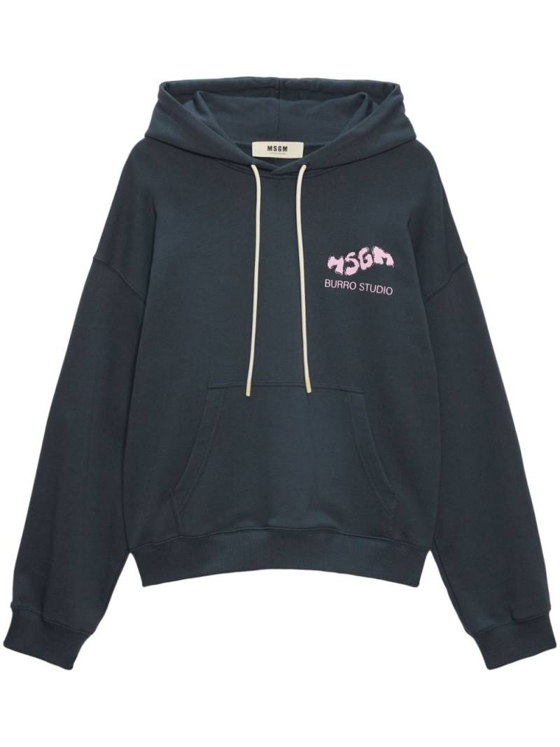 MSGM logo-printed drawstring hoodie - Grey von MSGM