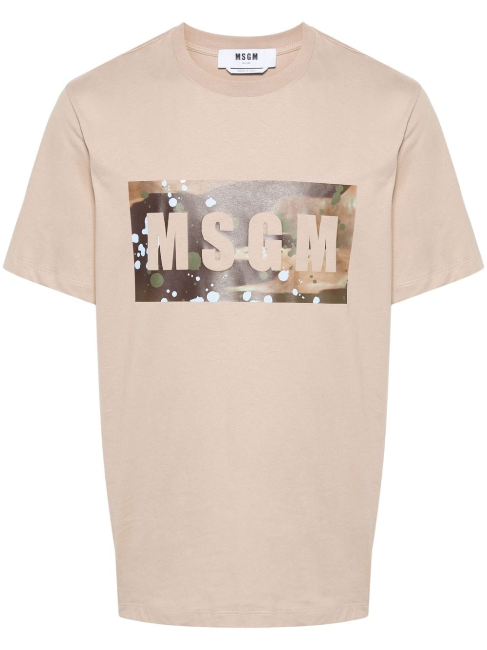 MSGM logo-stamp cotton T-shirt - Neutrals von MSGM