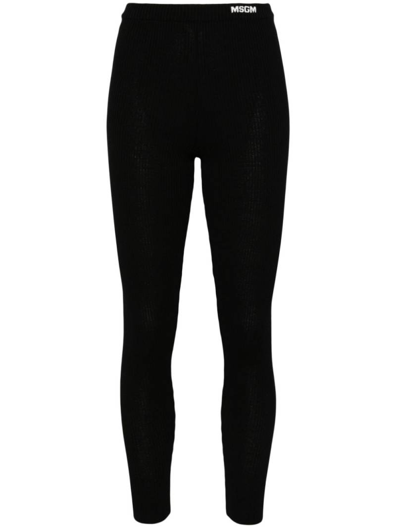 MSGM logo-waistband leggings - Black von MSGM