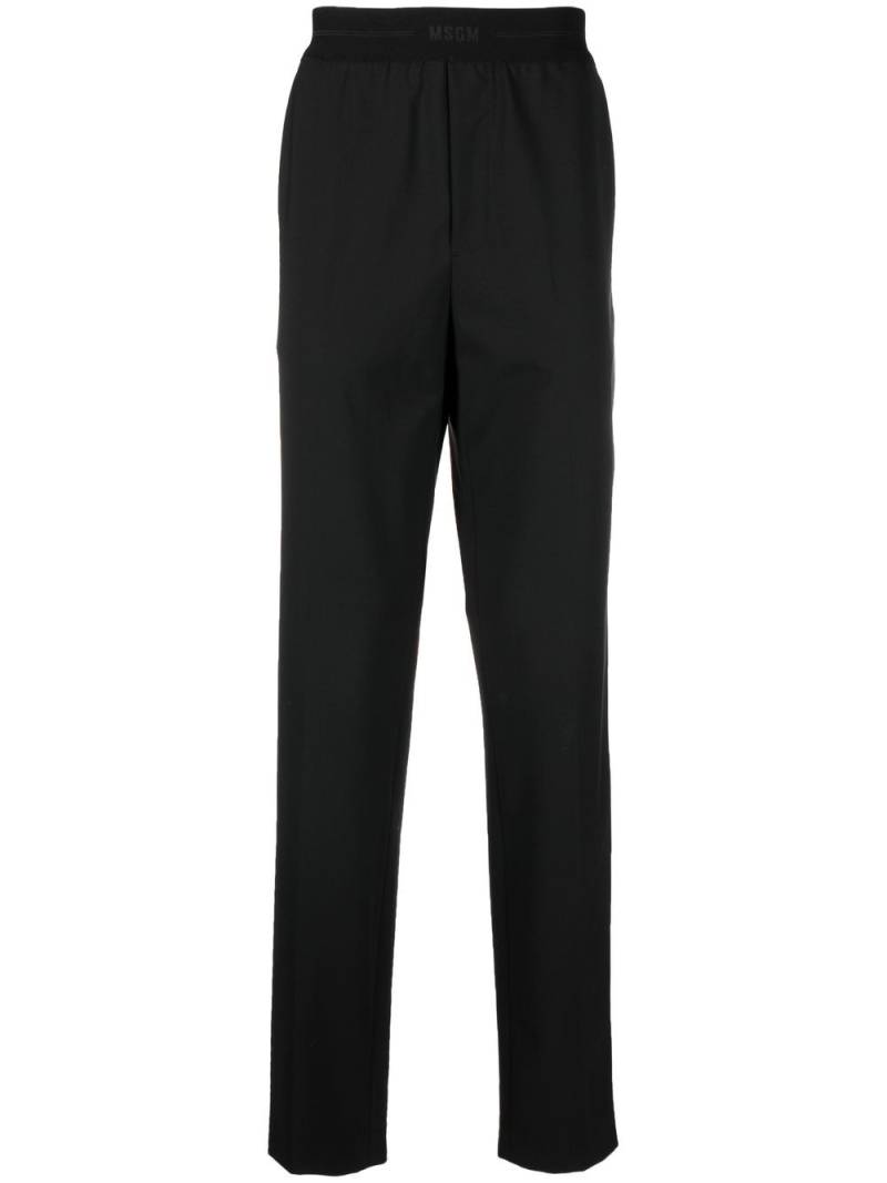 MSGM logo-waistband straight-leg trousers - Black von MSGM