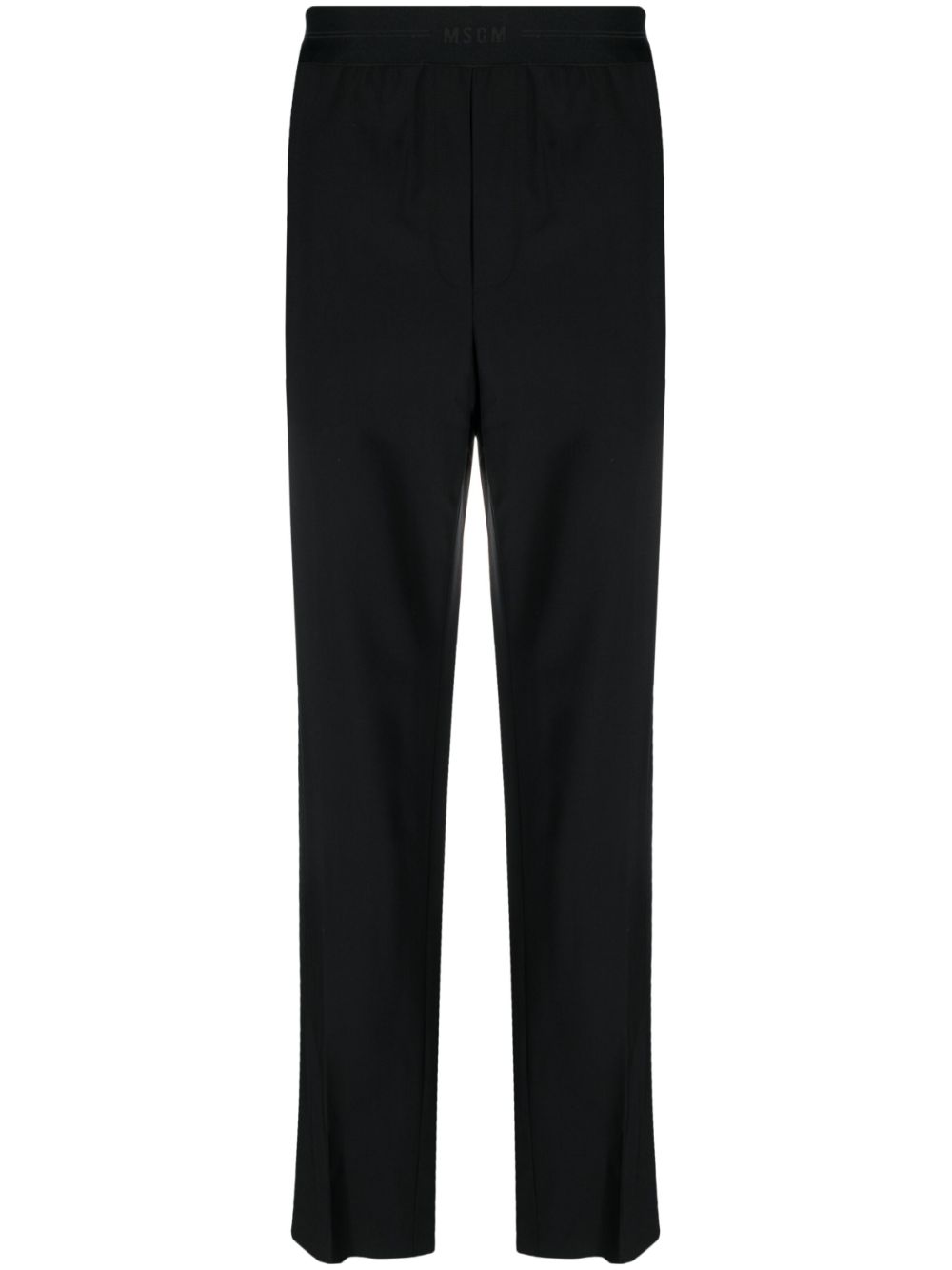 MSGM logo-waistband straight-leg trousers - Black von MSGM