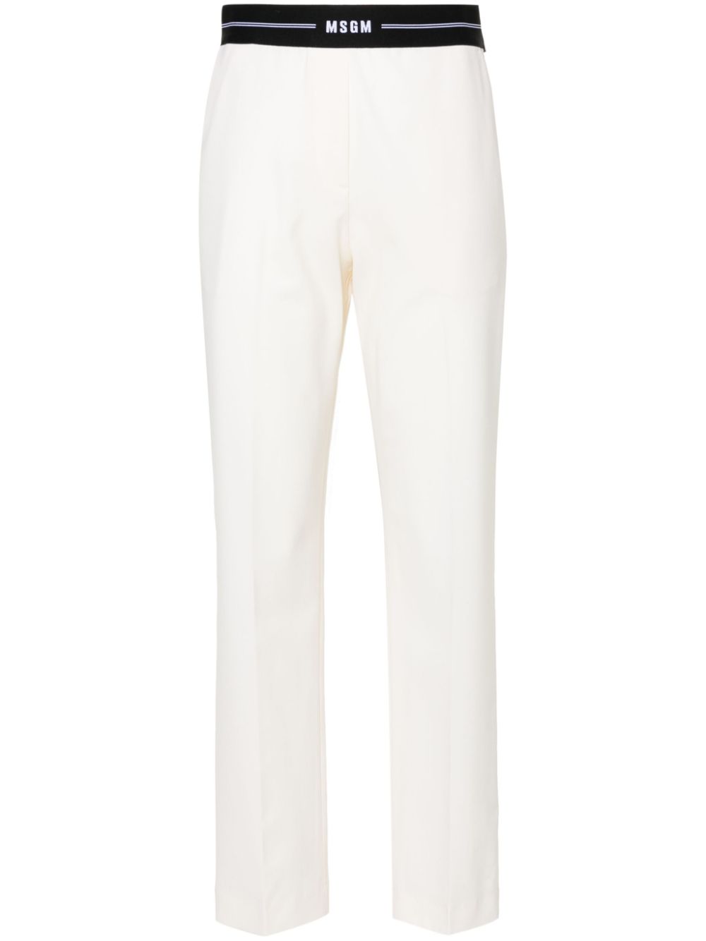 MSGM logo-waistband tapered trousers - Neutrals von MSGM