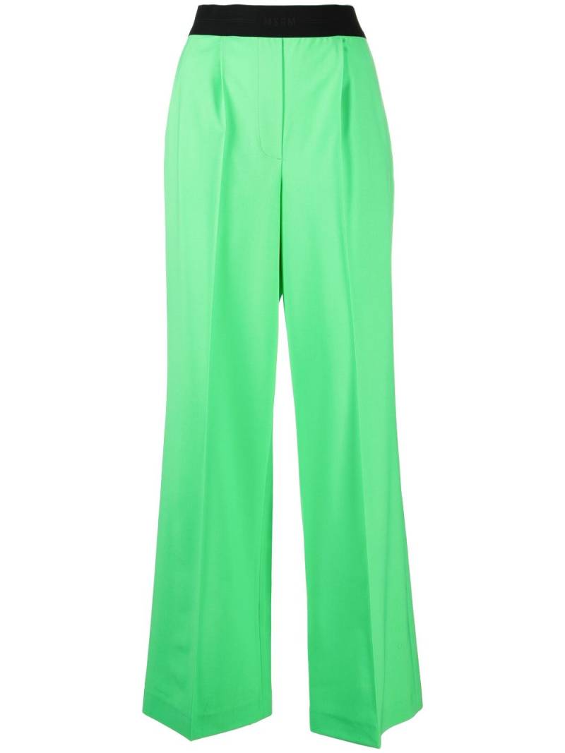 MSGM logo-waistband wide-leg trousers - Green von MSGM